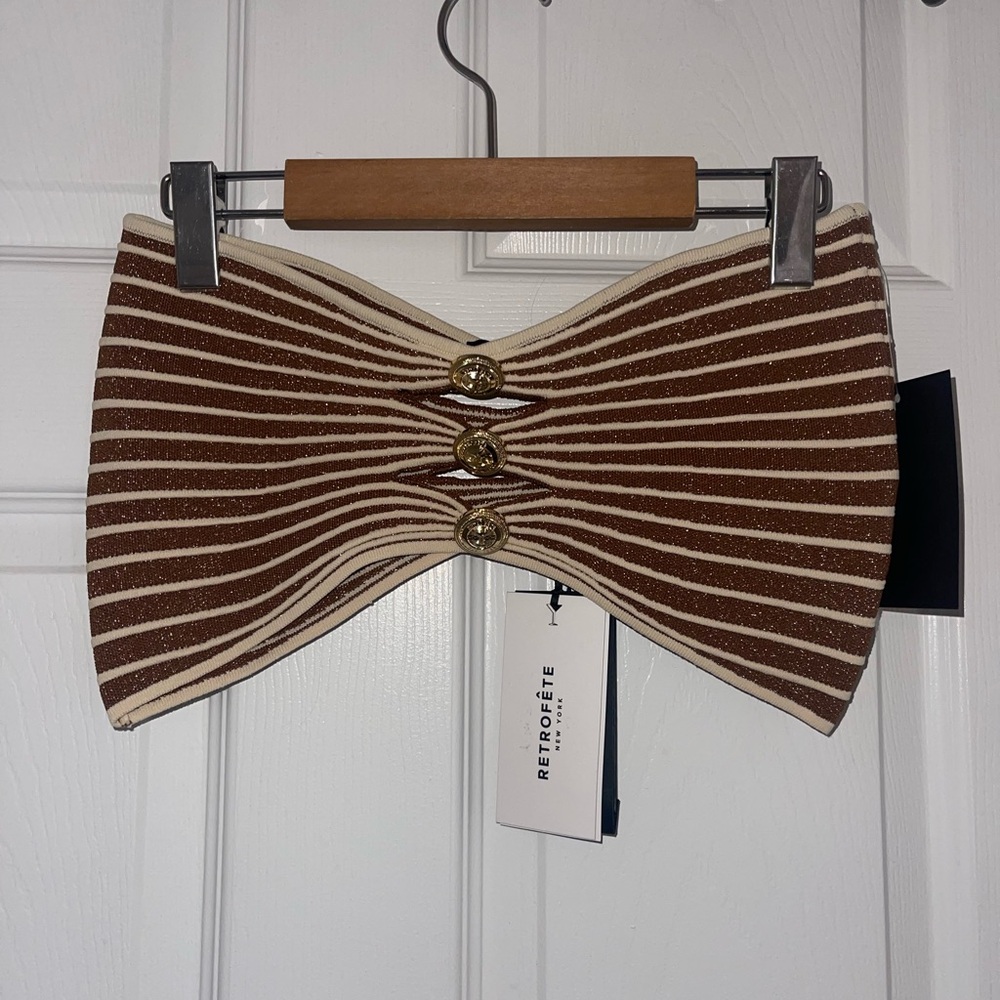 Retrofete Metallic Caramel Striped Top - Picture 8 of 9